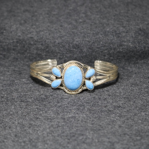 vintage handmade 925  sterling silver native turquoise Bracelet cuff - Picture 3 of 9